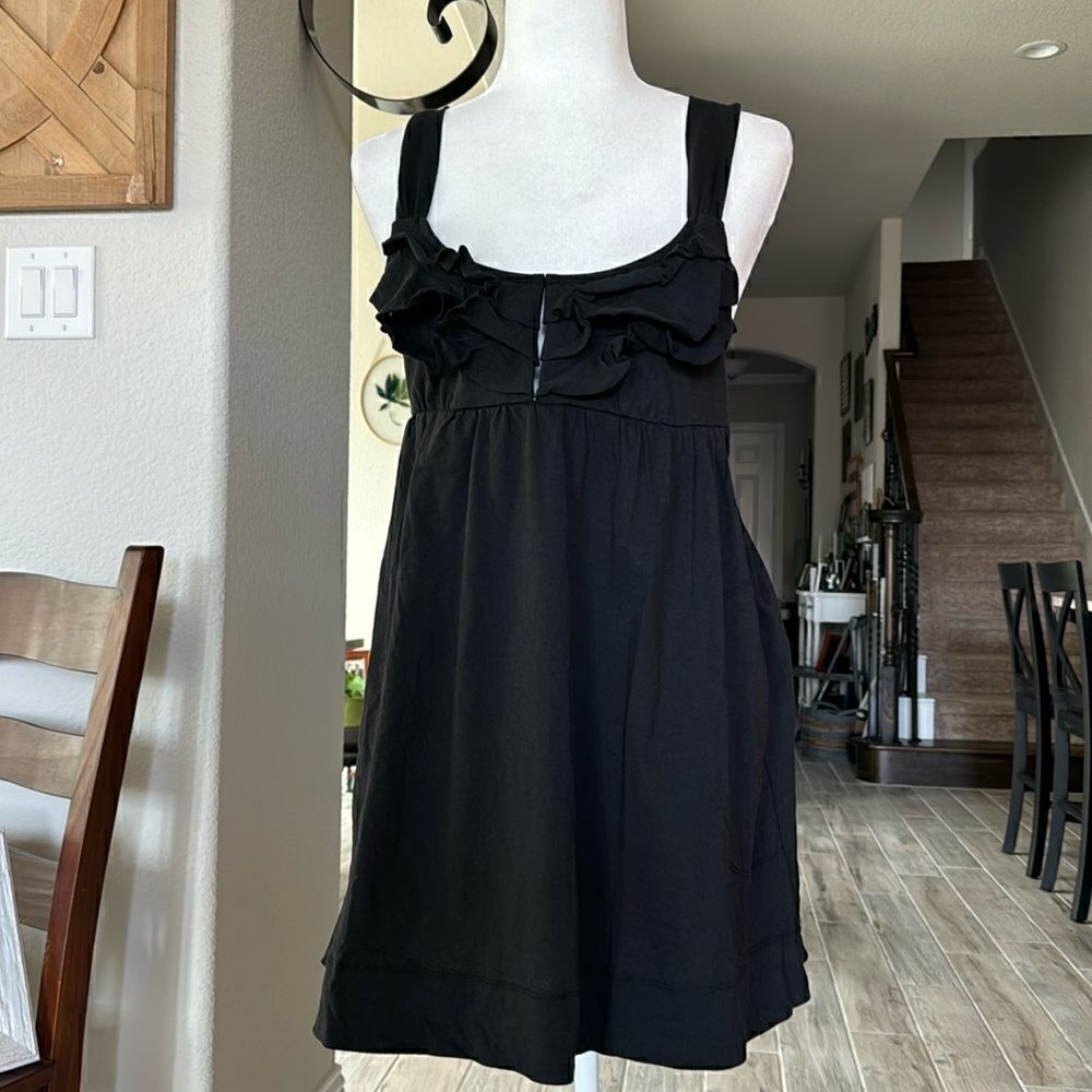 NWOT Free People Beach The Valley Mini Babydoll Dress Black S Cotton Tie Ruffle - Picture 4 of 16